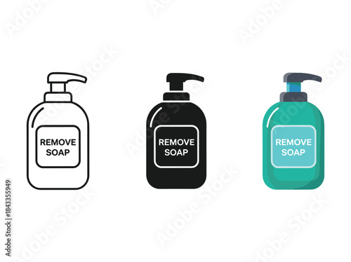 Remove soap liquid pump bottles in various colors