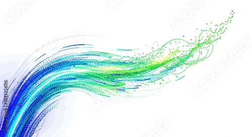 Dynamic Blue and Green Swirl of Liquid Splashes and Streaks.