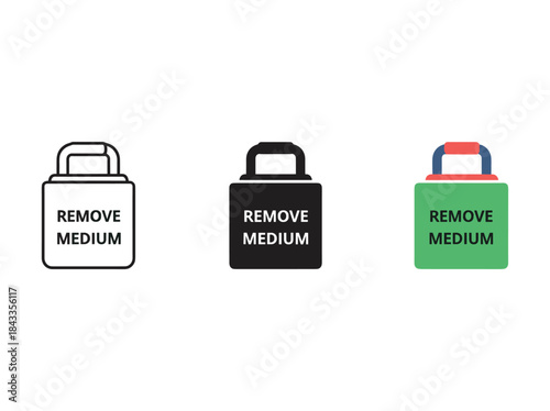 Three briefcases with remove medium text