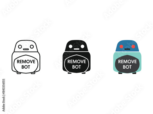 Remove bot robot icons in different styles and colors