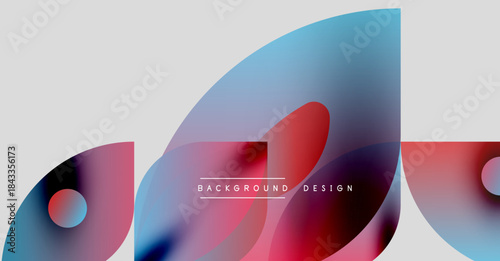 Abstract shapes overlap, creating vibrant color gradients. Modern design elements suggest fluidity, dynamism, visual appeal.