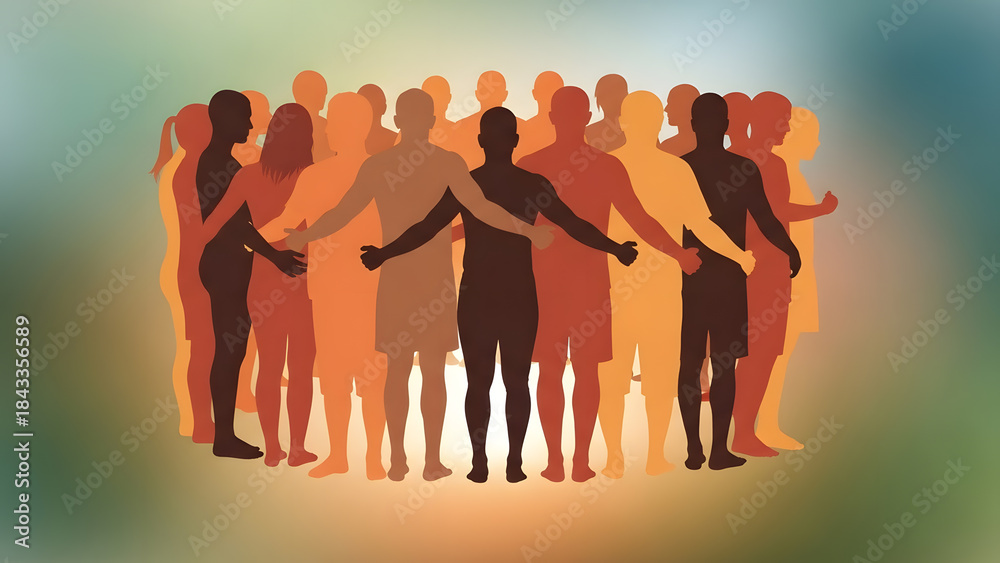 Obraz premium Inclusive Body Circle. Perfect for: Community wellness projects, DEI visuals
