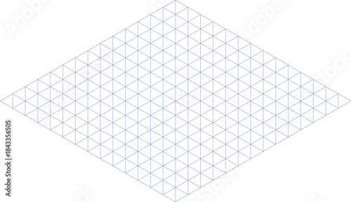 Abstract geometric isometric grid pattern with light blue lines forming a network of triangles within a diamond shape, ideal as a clean and technical background for digital designs