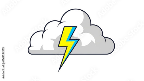 Lightning Bolt Striking Gray Cloud