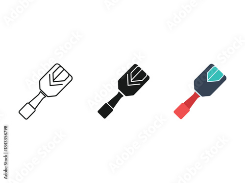 Collection of three different paddle icons in various styles