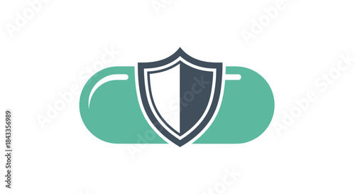 Pharmaceutical Shield Protecting a Green Capsule Icon.