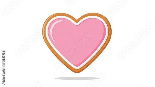 Pink Heart Cookie Isolated on White Background