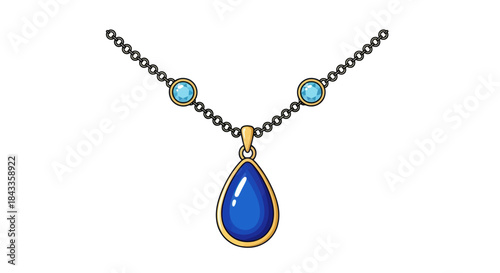 Elegant teardrop blue gemstone pendant necklace with delicate chain.