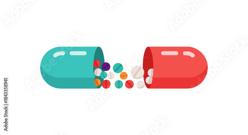 Open Capsule Revealing Colorful Pharmaceutical Pellets.