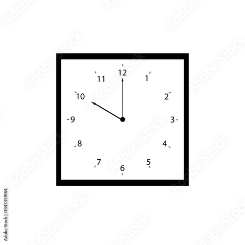 Clean line vector illustration of a clock face set to ten o'clock. Ideal for data reporting commercial schedules or specific appointment tracking.