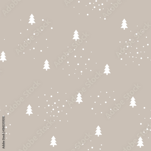 Minimalist seamless pattern featuring subtle white Christmas trees on a beige background ideal for layering web design digital overlays and clean festive branding