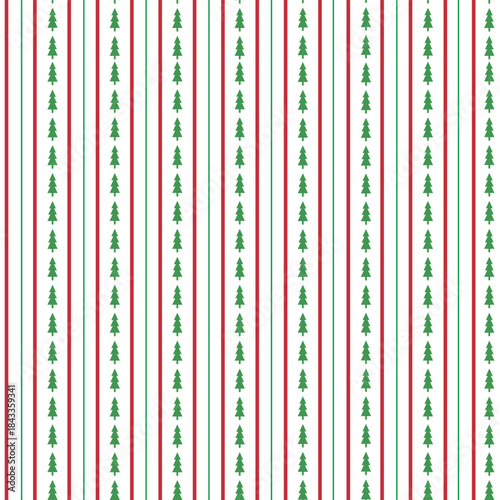 Festive seamless pattern featuring striped green Christmas trees with red details on a transparent background ideal for digital overlays web banners product design and holiday layering