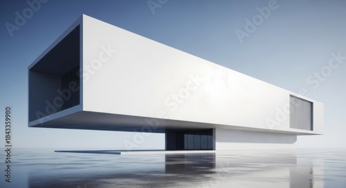 Modern minimalist white architectural building with sharp angles