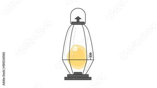 Yellow Light Bulb in Glass Cage