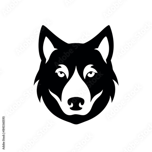 Symbolic fusion of dog and wolf face with strong wildlife meaning On white Background Vector illustration