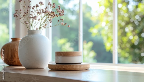 Skincare packaging mockup in a modern lifestyle setting