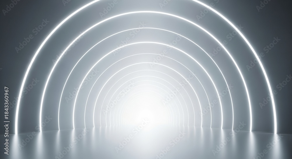 Fototapeta premium Illuminated archway tunnel with futuristic neon glow