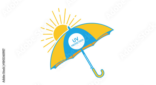 UV Protection Umbrella with Sun Graphic.