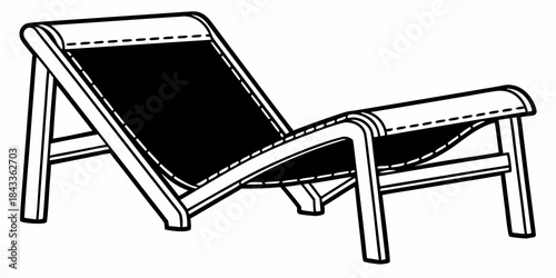 Modern Chaise Lounge Chair Vector Illustration, Minimal Furniture Design