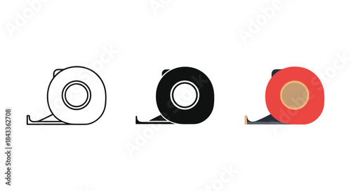 Three rolls of adhesive tape in different colors