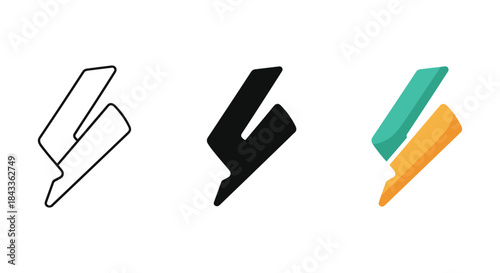 Logo design variations with different colors and styles