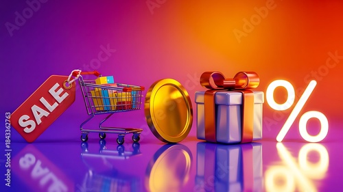 Online shopping sale promotion discount concept
