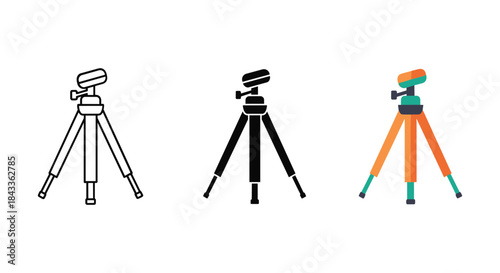 Camera tripod illustration set