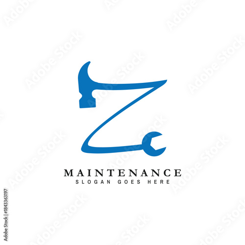 Letter Z House Maintenance Logo. Alphabet Z Building Construction Icon