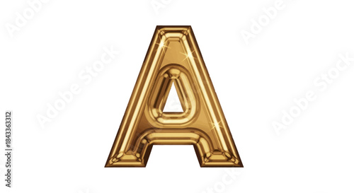 Shiny Golden Letter A with a Metallic Sheen.