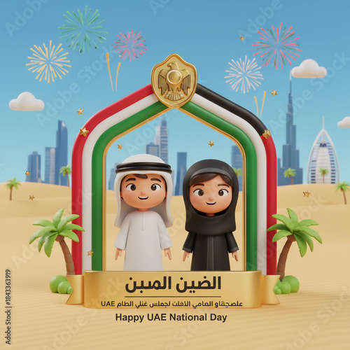 Image of wishes for EID AL ETIHAD, which celebrated as national day of UAE