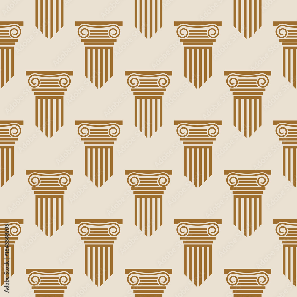 Obraz premium Greek and roman ancient columns seamless pattern isolated on color background
