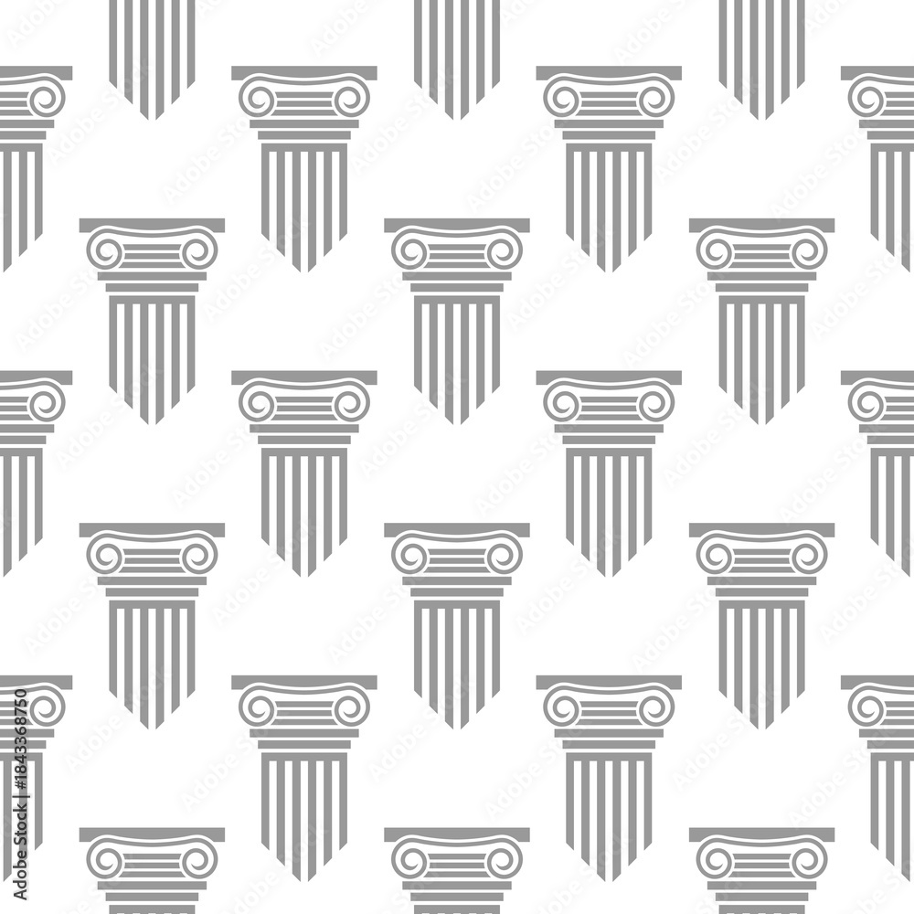 Obraz premium Greek and roman ancient columns seamless pattern isolated on white background