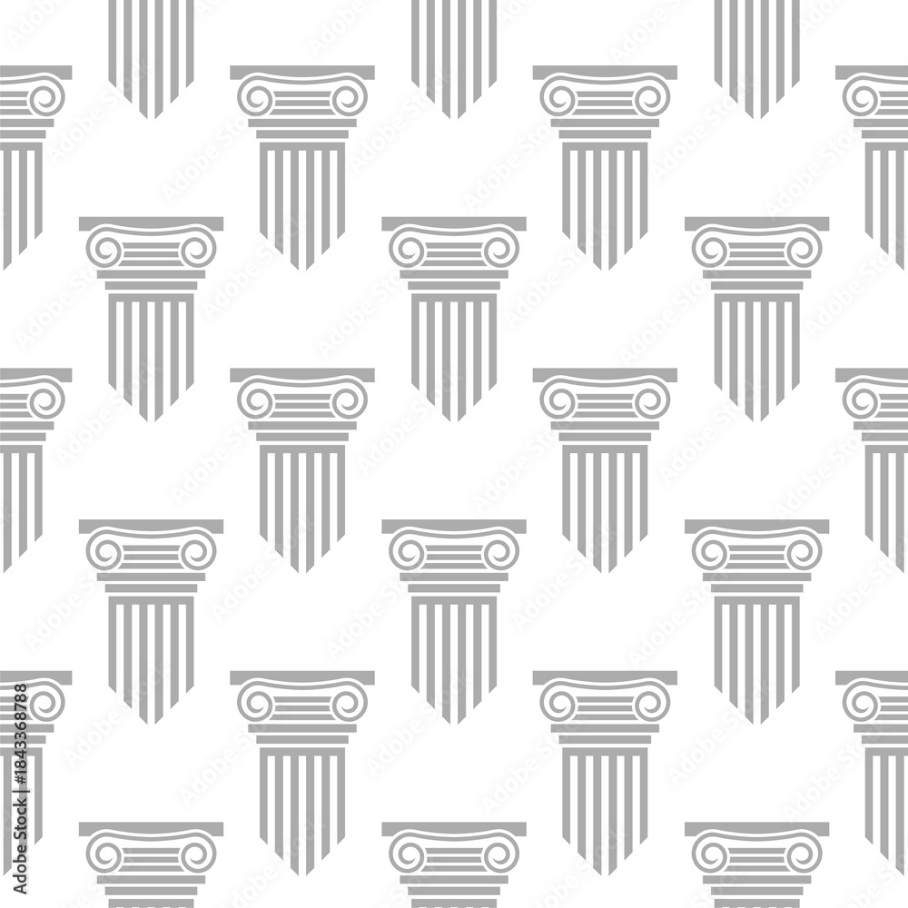 Naklejka premium Greek and roman ancient columns seamless pattern isolated on white background