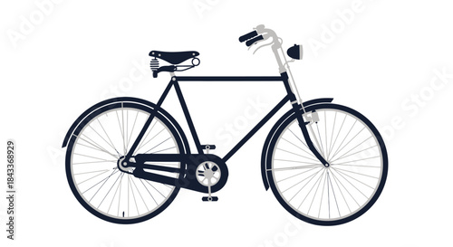 Classic Black Bicycle with Silver Handlebars and Black Seat.