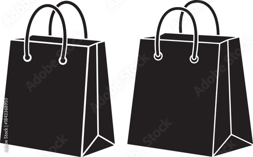 Two black shopping bags silhouette