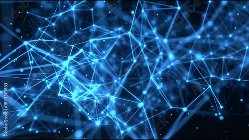 Abstract Digital Network Plexus Connection Lines with Glowing Nodes Technology Data Visualization 4K