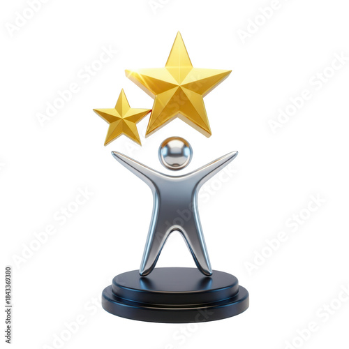 A 3D icon of a leader icon with a star, symbolizing a top performer and a champion, with a star for a victory.