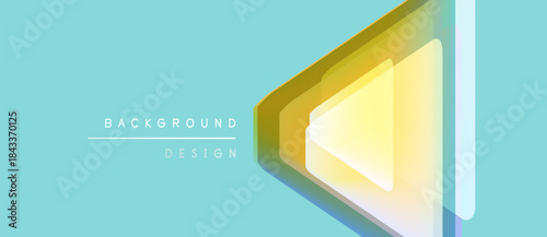 Abstract geometric design. Light shapes overlap, creating gradient effect on turquoise background. Minimalist style, modern aesthetic.