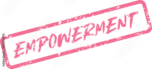 Dynamic pink empowerment stamp expressing personal strength and the journey towards self determination