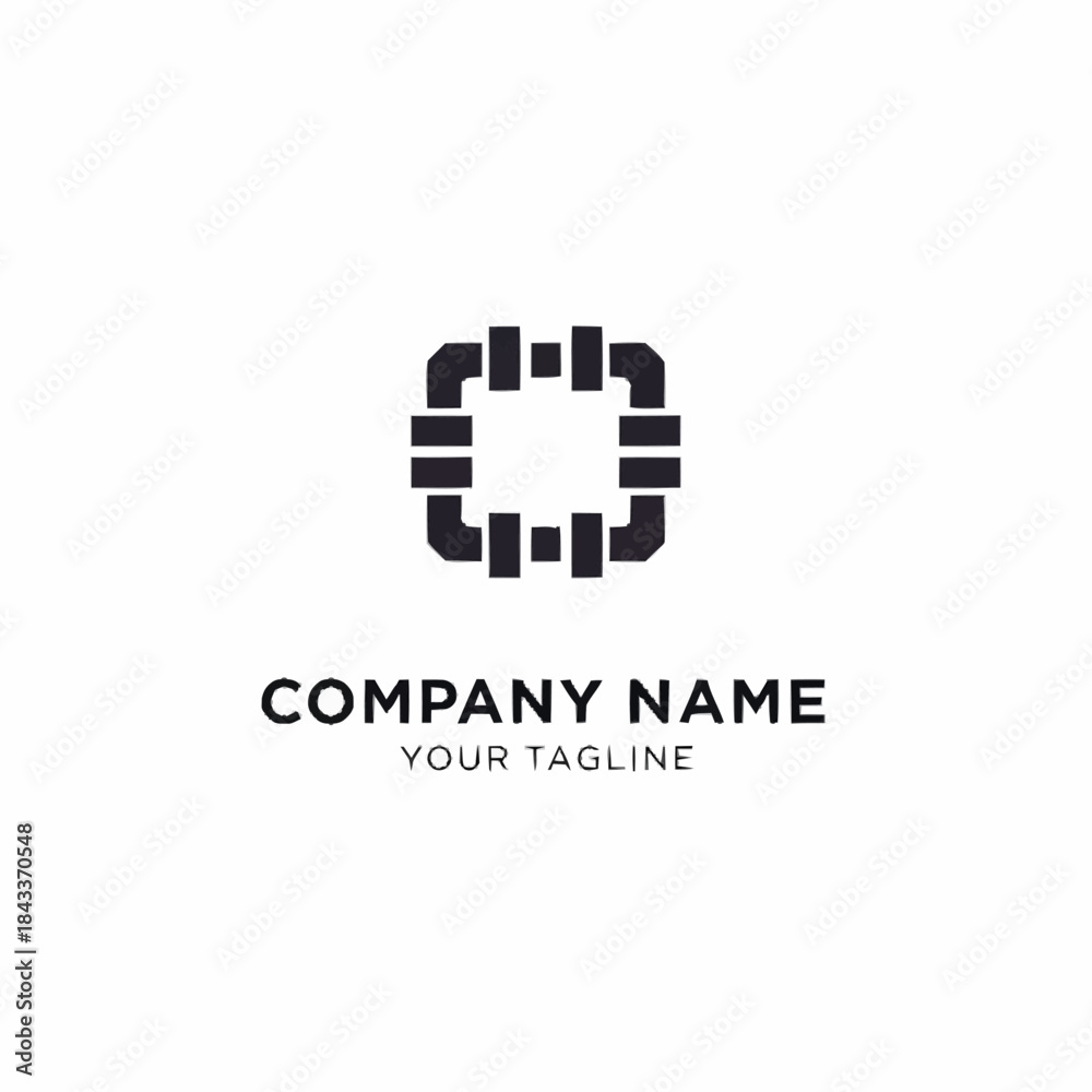 Fototapeta premium Abstract square logo design with interconnected segments.