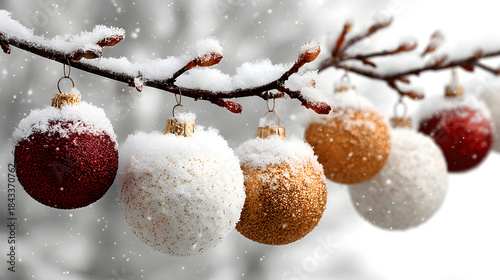 chirstmas bells covered wih snow