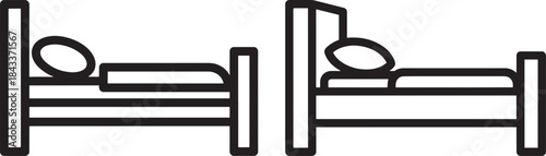 Two beds side by side with sleeping figures silhouette