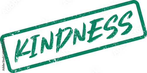 Vibrant Green Kindness Word Stamp Promoting Benevolence Empathy and Human Connection Principles