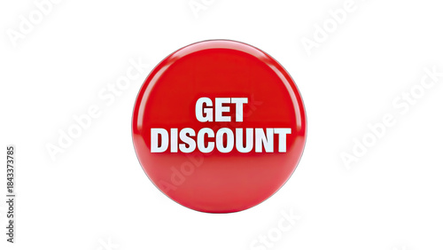 Free Download Red Button with Get Discount Text on White Background - GFXLoad