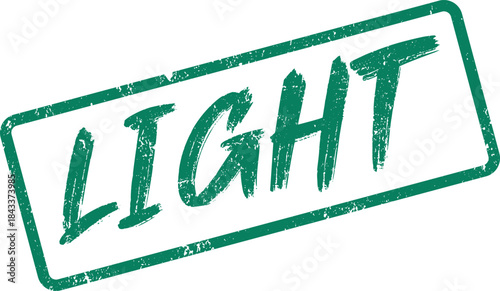 Distressed Green Rubber Stamp Mark Featuring the Word LIGHT in a Bold Textured Style