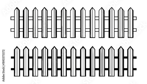 Wooden fence vector illustration with drawing style,