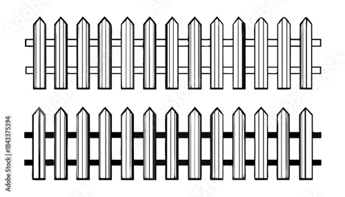 Wooden fence vector illustration with drawing style,