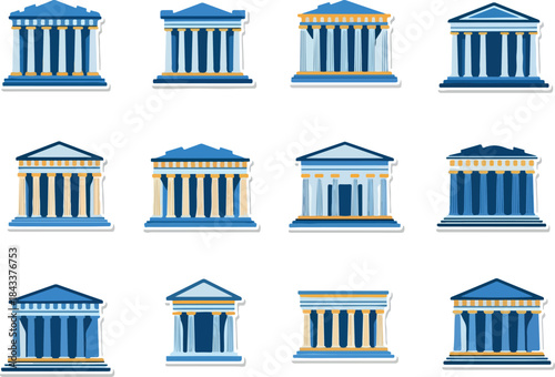 Classical Buildings Collection Detailed Vector Graphic of Ancient Temples