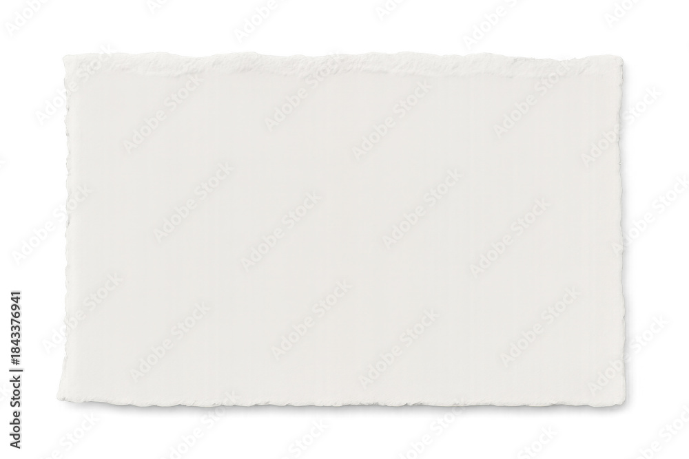 Obraz premium Blank white paper piece with rough torn edges, ready for text or design, transparent background for easy use