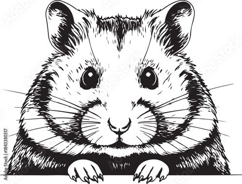 Adorable hamster peeking vector illustration with detailed whiskers on transparent background